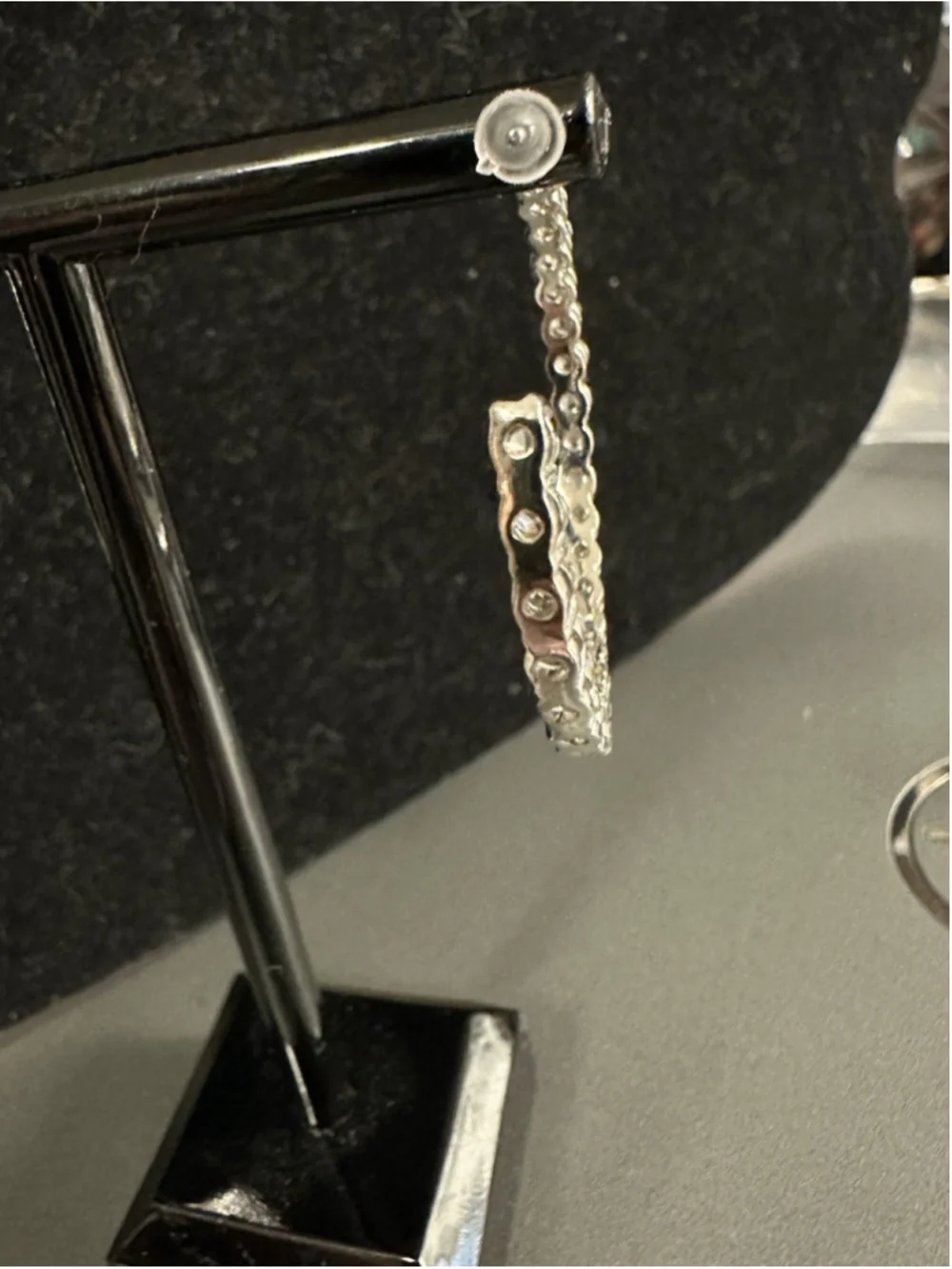 KJL Kenneth Jay Lane 1.5” InsideOut Hoop Earrings 52 Lg Stone Rhodium  Orig$200 - Picture 8 of 14